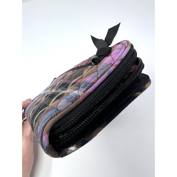 Vera Bradley RFID Turnlock and Zip Wallet Perfectly Plaid RARE Color Pink Brown - Picture 7 of 9